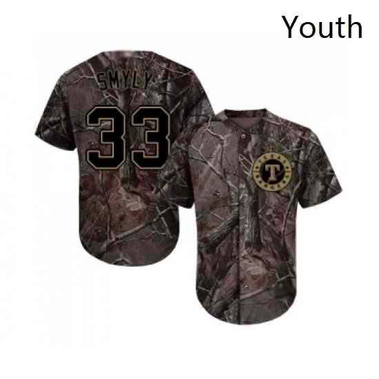 Youth Texas Rangers 33 Drew Smyly Authentic Camo Realtree Collection Flex Base Baseball Jersey